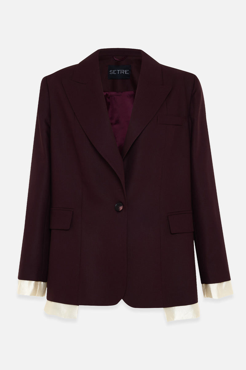 Setre Jacket With Pocket And Single Button Detail Burgundy