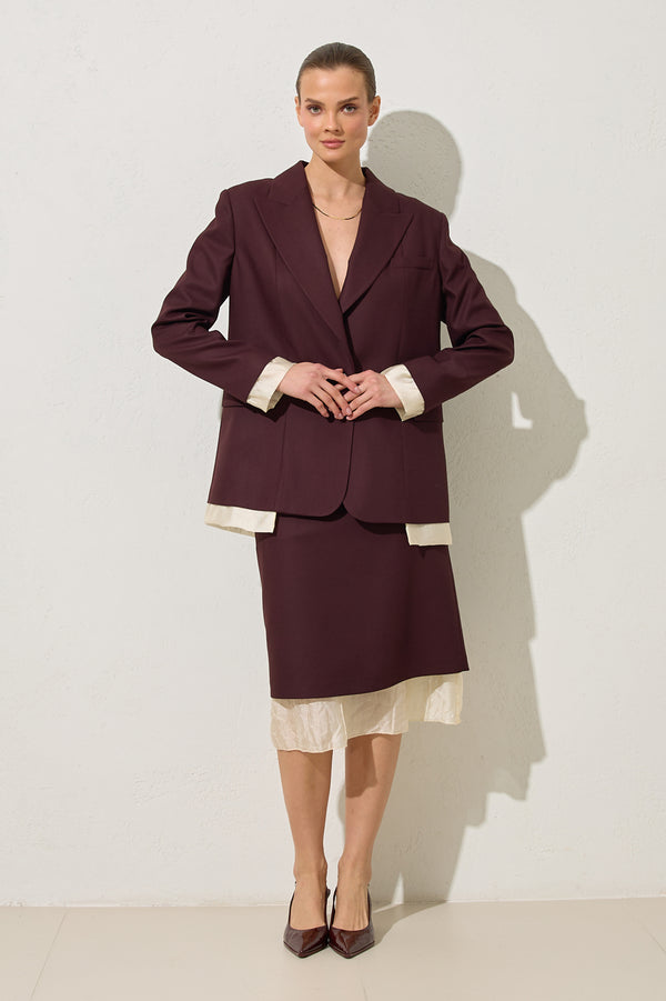 Setre Jacket With Pocket And Single Button Detail Burgundy