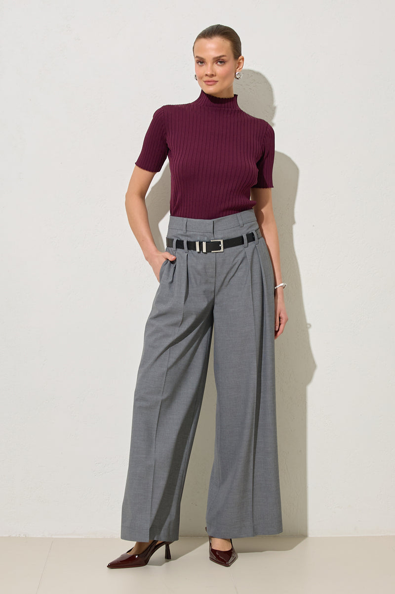 Setre Pleated Detailed And Belted Relaxed Cut Trousers Grey