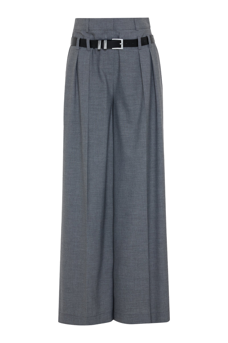 Setre Pleated Detailed And Belted Relaxed Cut Trousers Grey