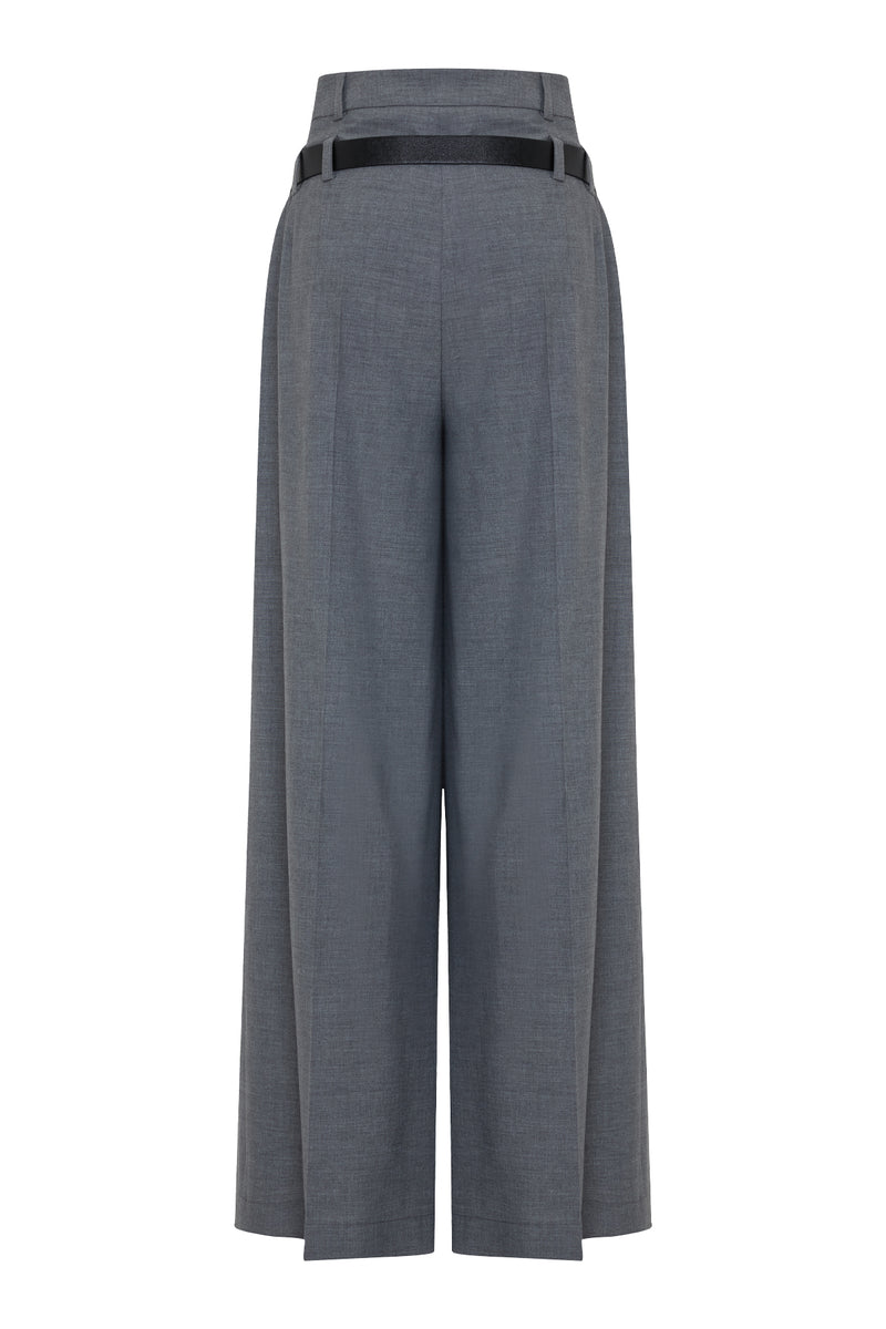Setre Pleated Detailed And Belted Relaxed Cut Trousers Grey