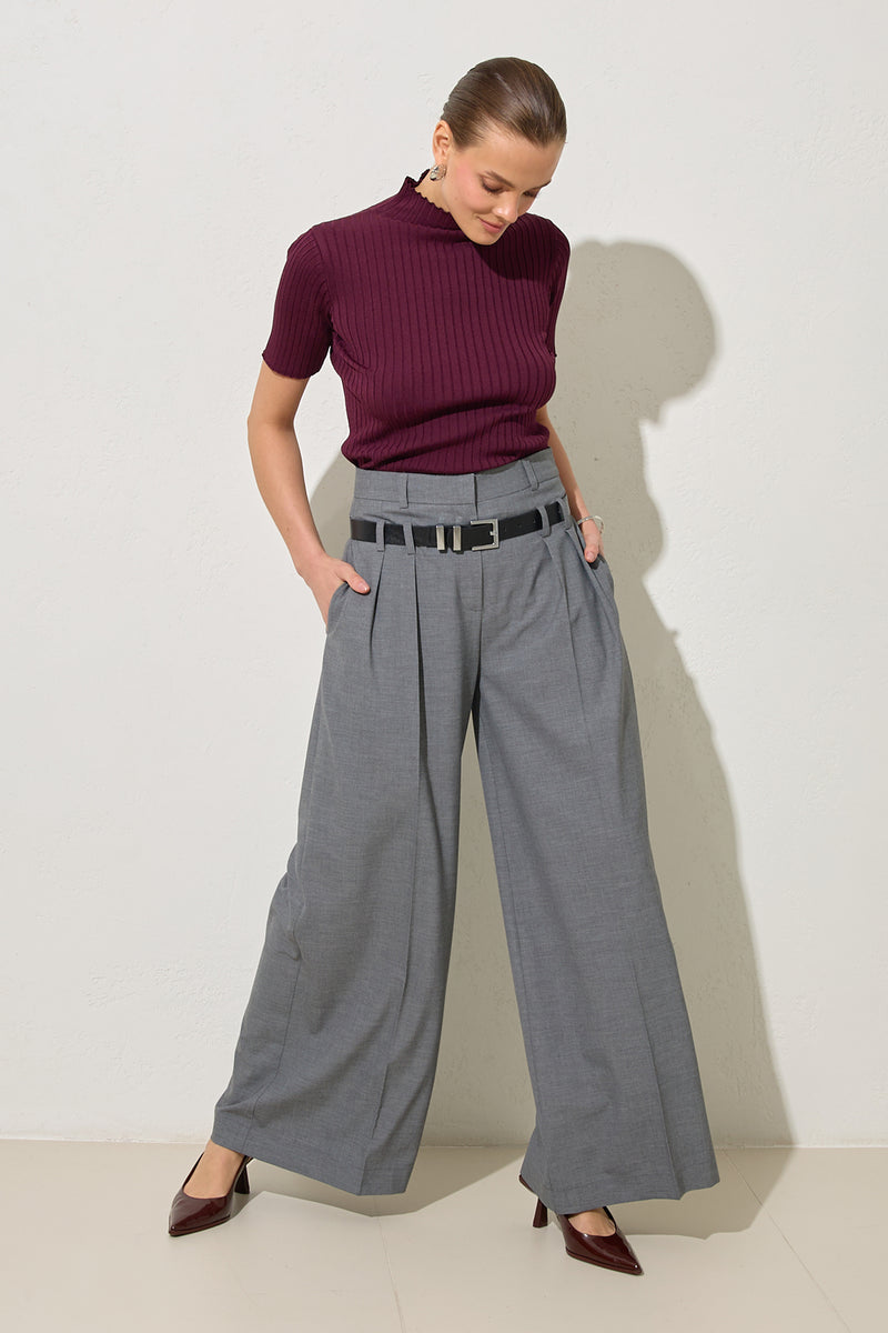 Setre Pleated Detailed And Belted Relaxed Cut Trousers Grey