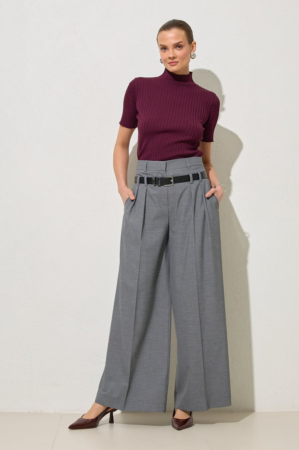 Setre Pleated Detailed And Belted Relaxed Cut Trousers Grey