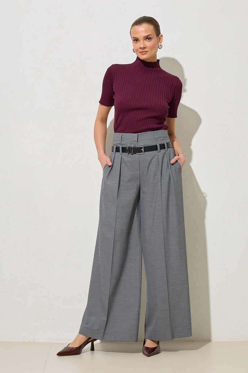 Setre Pleated Detailed And Belted Relaxed Cut Trousers Grey