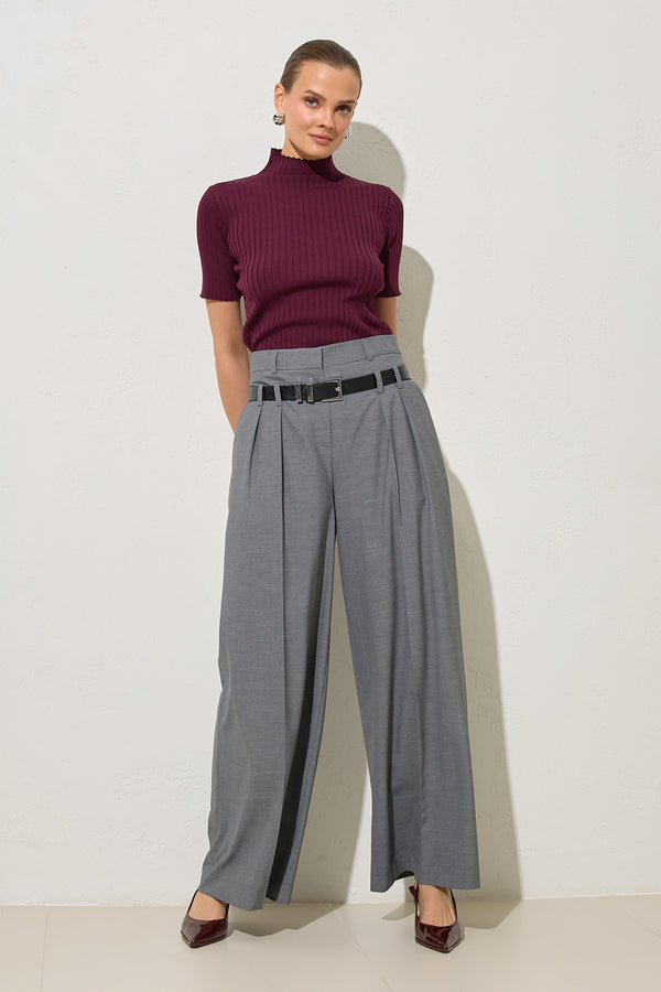 Setre Pleated Detailed And Belted Relaxed Cut Trousers Grey