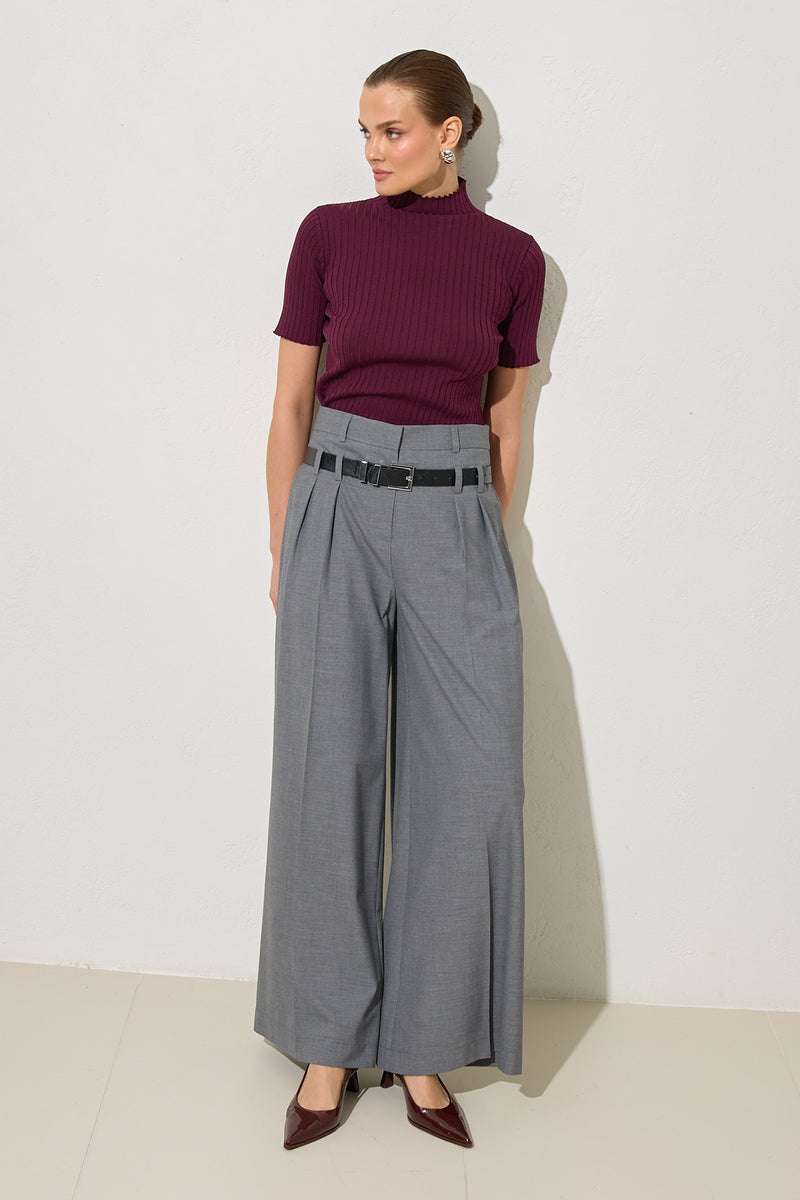 Setre Pleated Detailed And Belted Relaxed Cut Trousers Grey