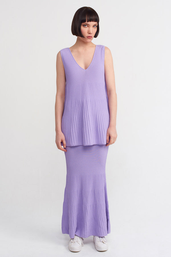 NU Single Tone Knitted Sleeveless Blouse Lilac
