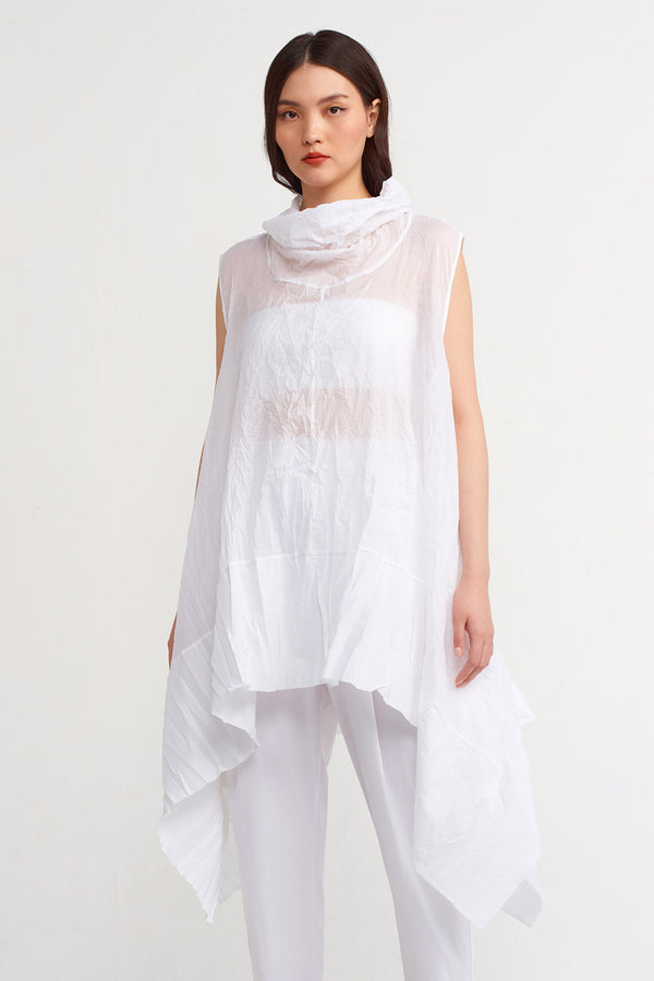 NU Solid High Neck Blouse Off White