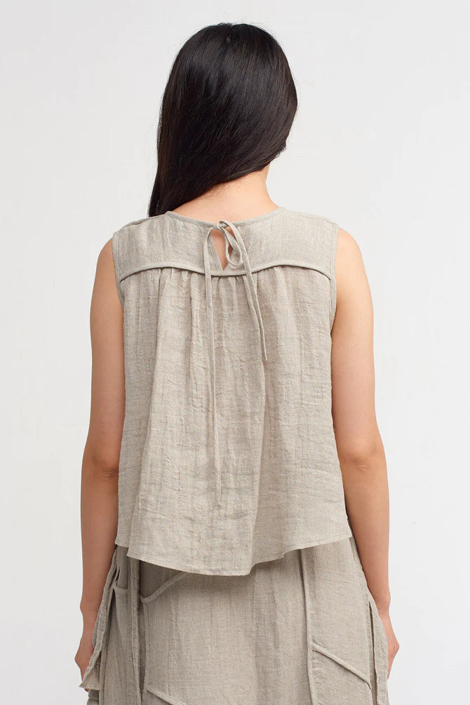 NU Flower Pattern Textured Blouse Light Grey