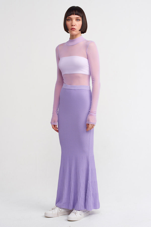 NU Solid Knitted Maxi Skirt Lilac
