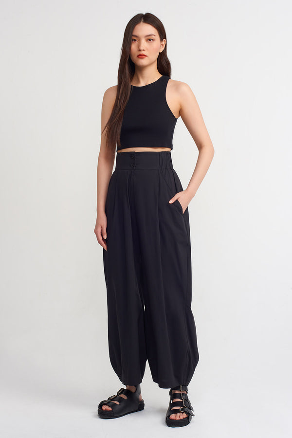 NU High Waist Loose Trousers Black