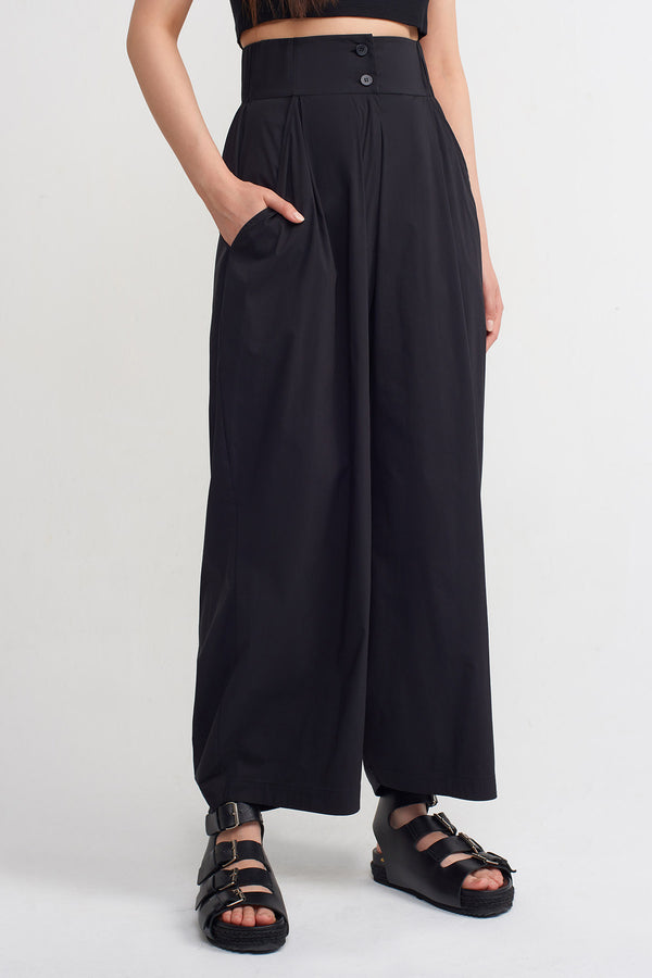 NU High Waist Loose Trousers Black