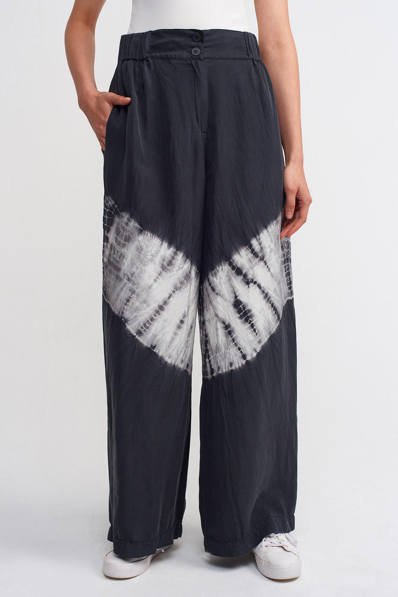 NU Tie Dye Print Wide Leg Trousers Black/Offwhite