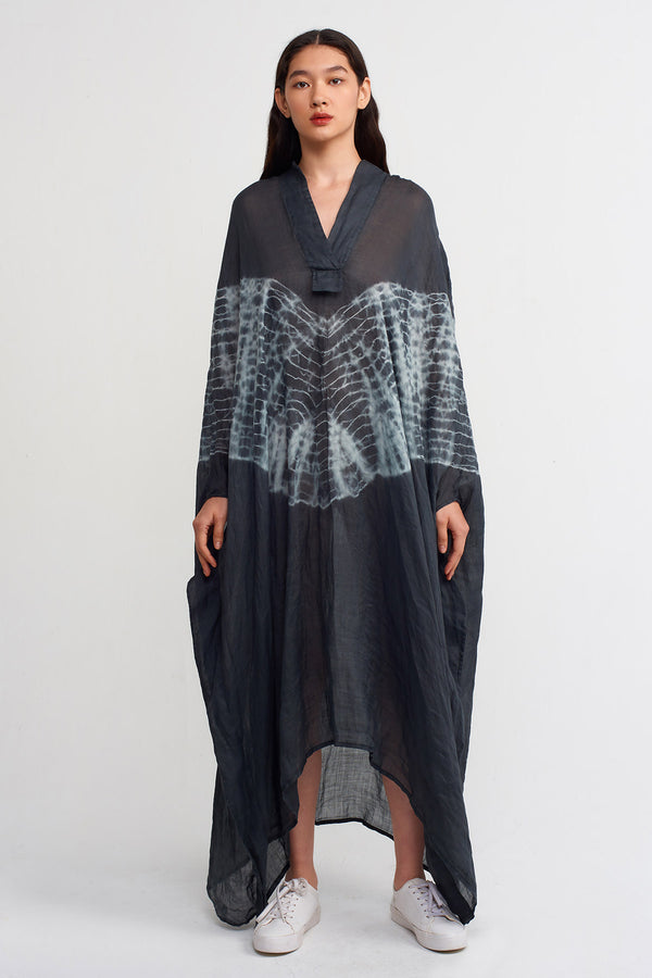 NU Tie Dye Print Maxi Dress Black/Offwhite