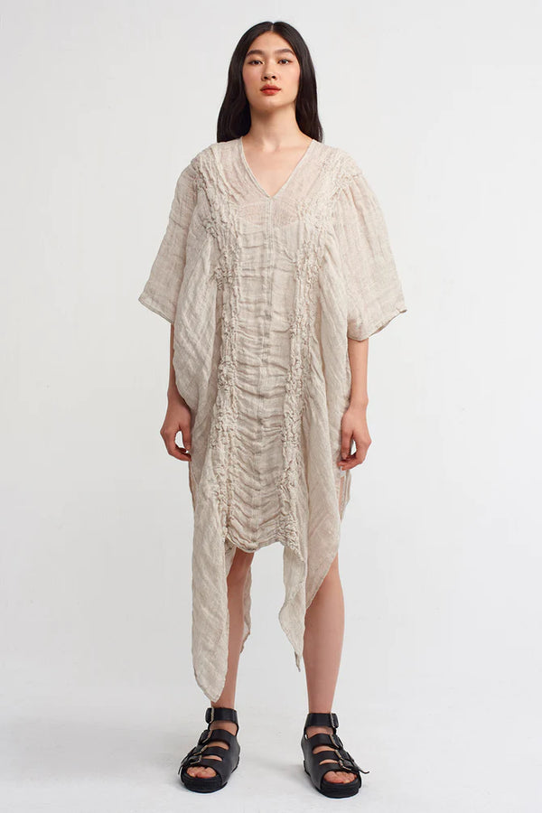 NU Textured Asymmetrical Maxi Dress Light Grey