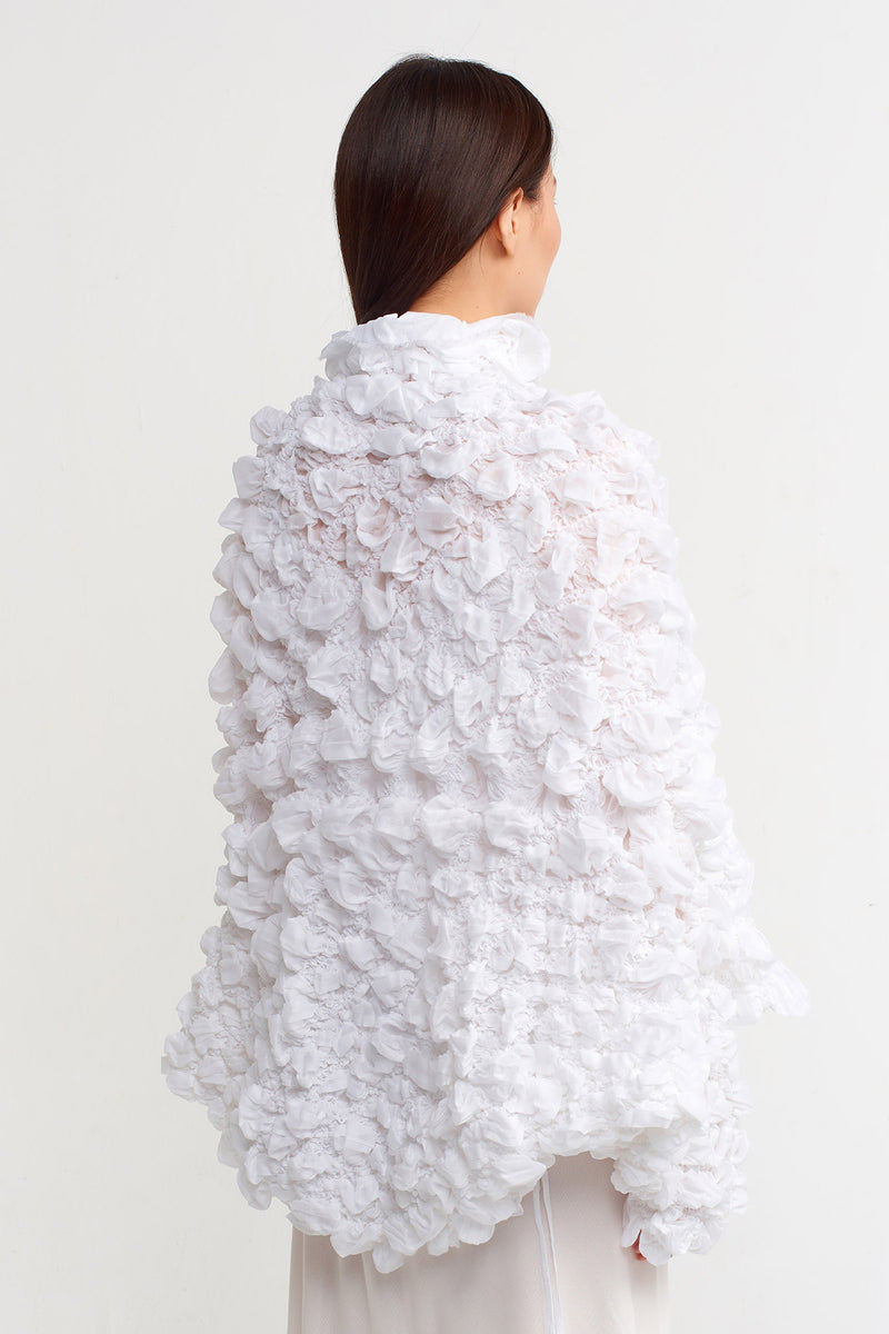 NU Elastic Embroidery Short Jacket Off White