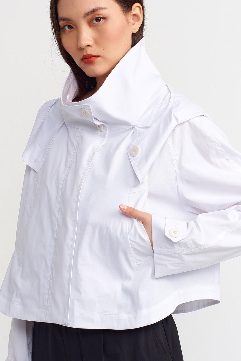NU Solid Hooded Poplin Jacket Off White