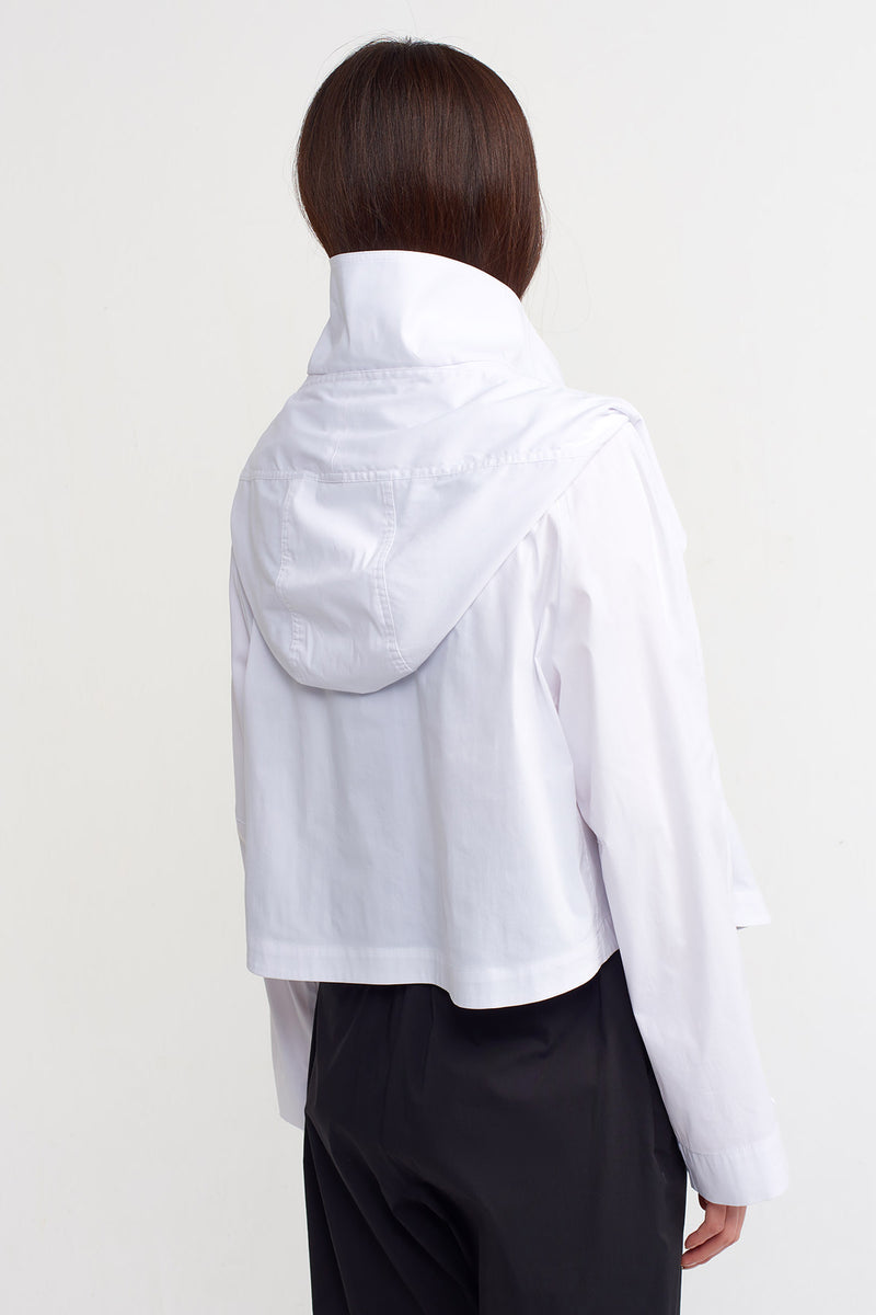 NU Solid Hooded Poplin Jacket Off White
