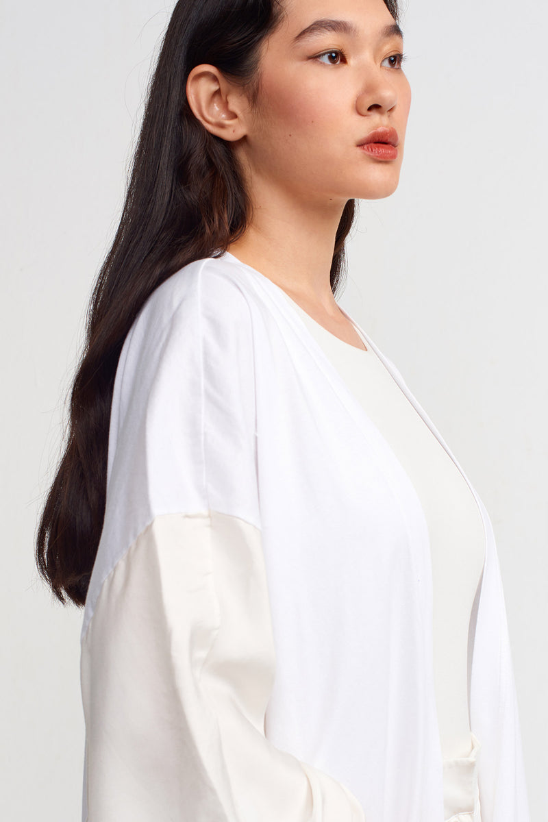 NU String Detailed Loose Kimono Off White