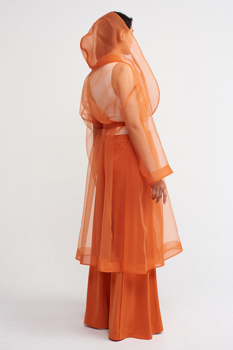 NU Hooded Organza Kimono Outerwear Amber