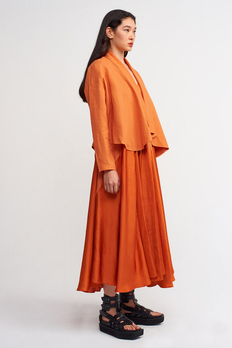 NU Solid Short Linen Jacket  Amber