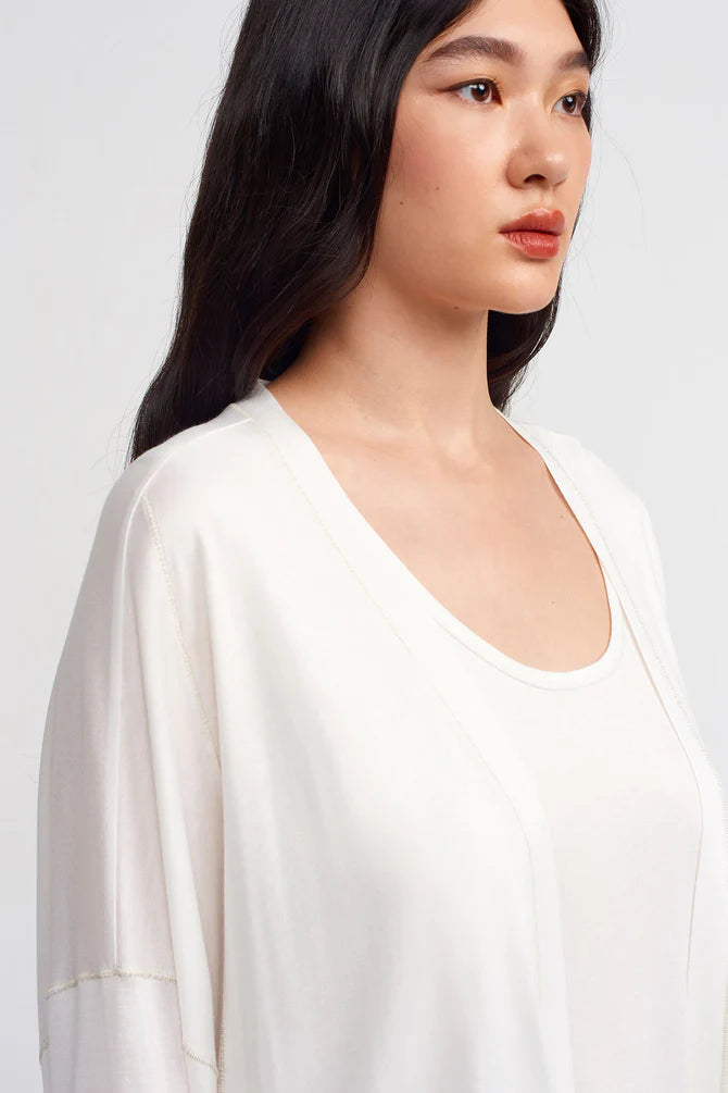 NU Solid Open Front Outerwear Off White