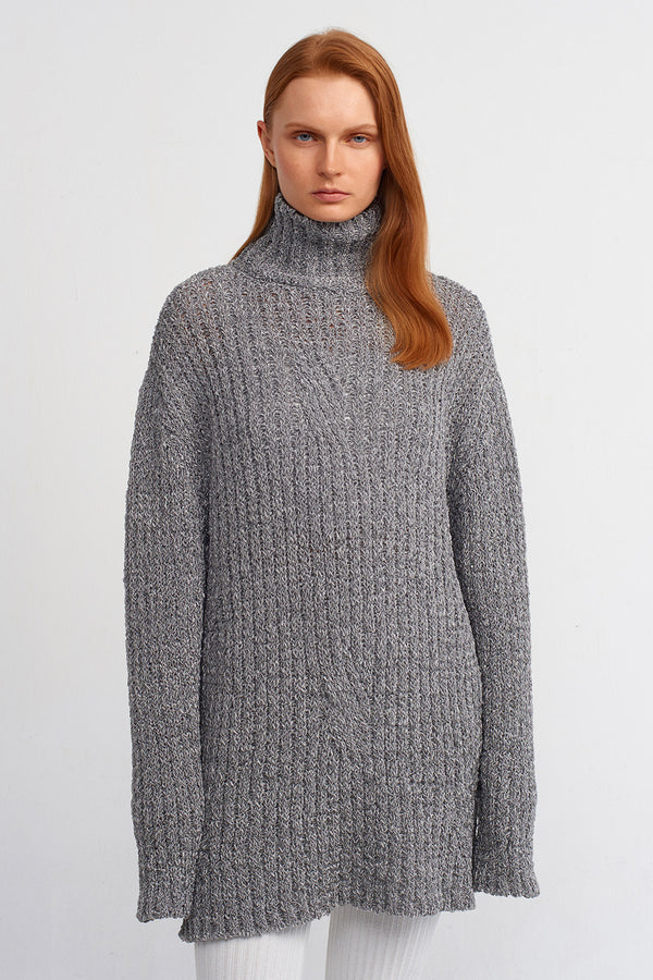 NU Turtleneck Knit Sweater Ice