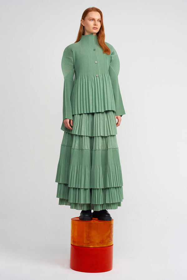 NU Pleated Tiered Spanish Skirt Green