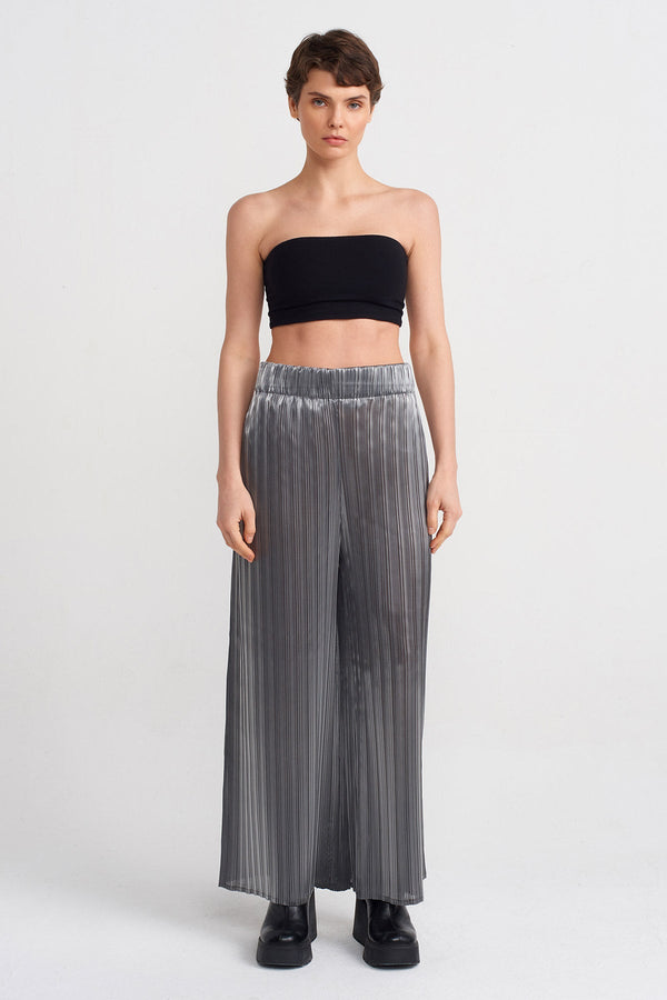 NU  Wide Pleated Trousers Silver