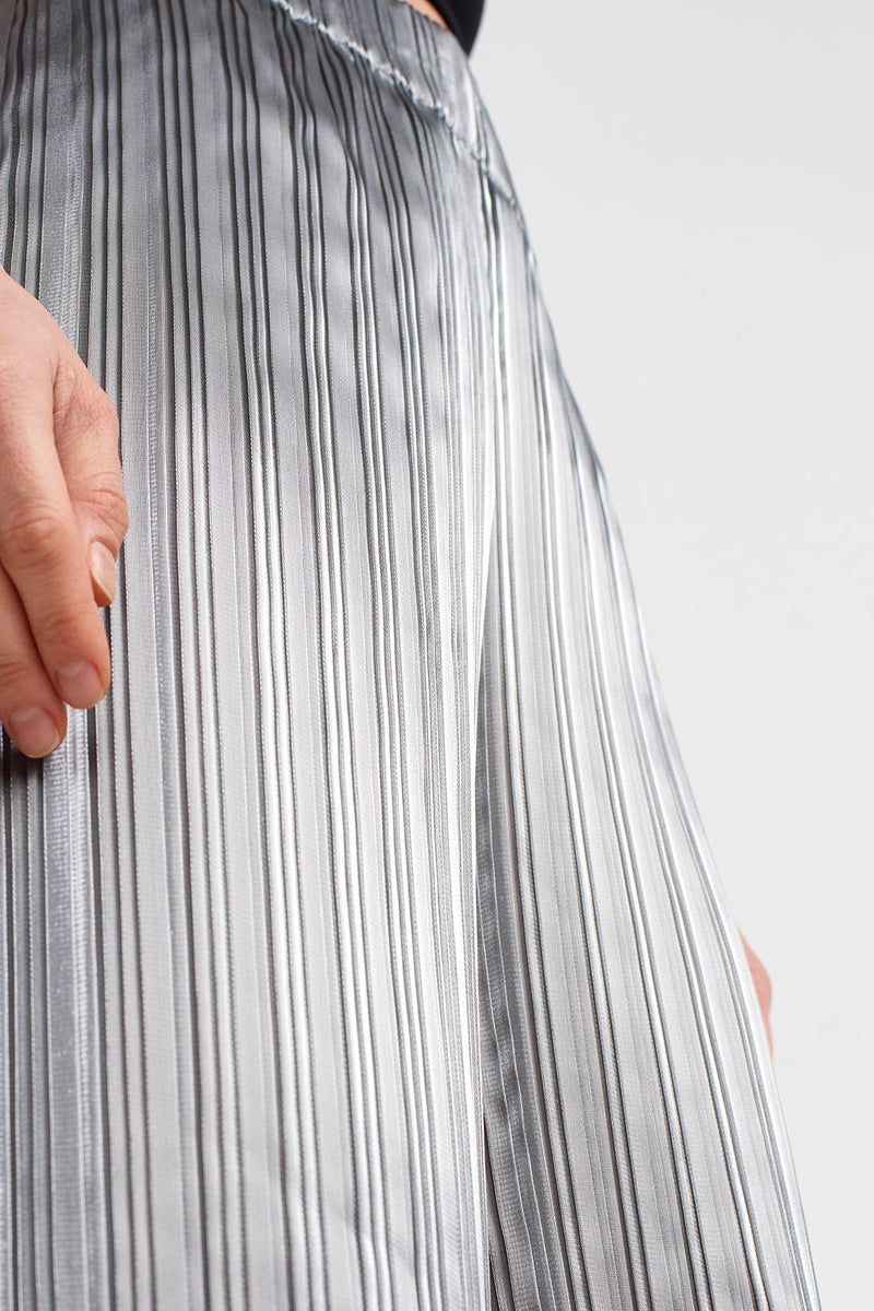 NU  Wide Pleated Trousers Silver