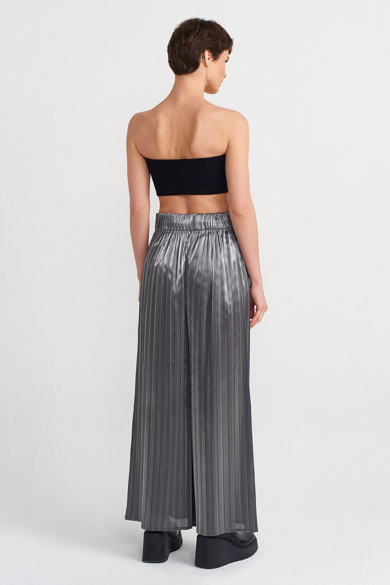 NU  Wide Pleated Trousers Silver