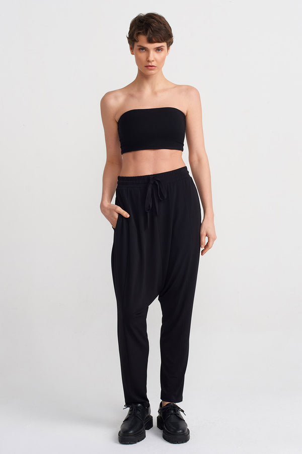 NU High-Waisted Jersey Harem Pants Black