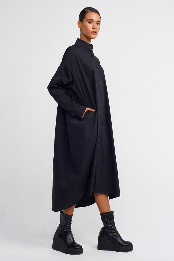 NU Poplin Shirt Dress Black