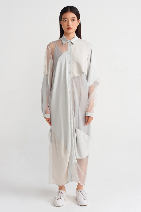 NU Fabric Block Shirt Dress Ice