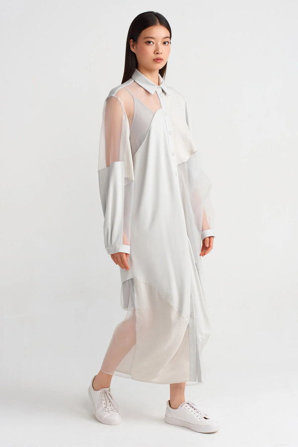 NU Fabric Block Shirt Dress Ice