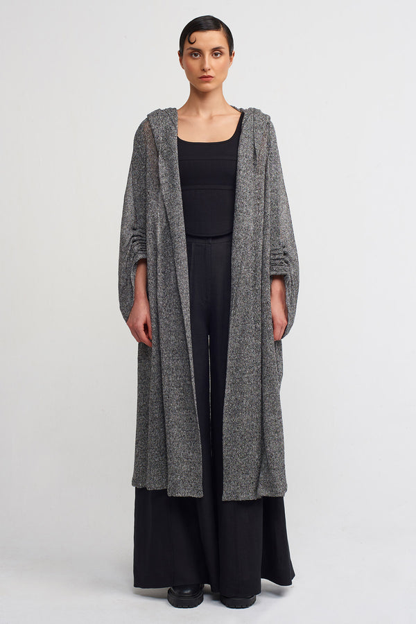 NU Hooded Knit Cardigan Grey