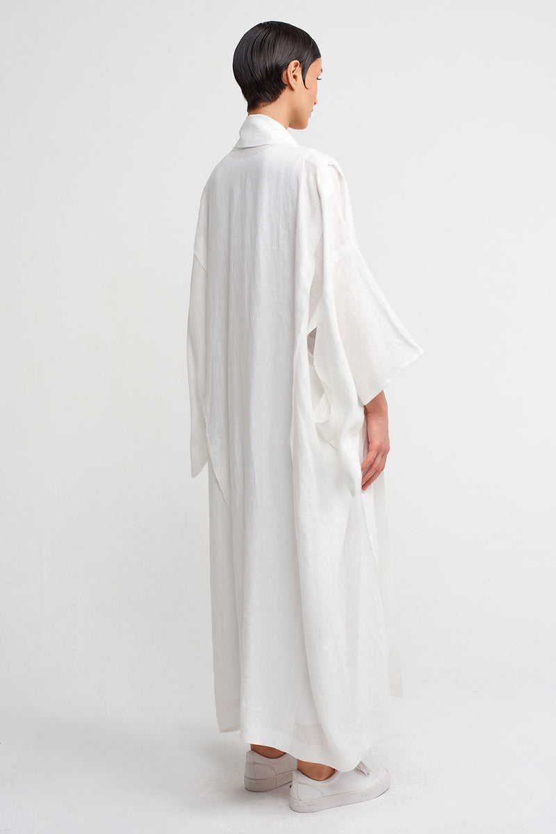 NU Long Linen Kimono Off White