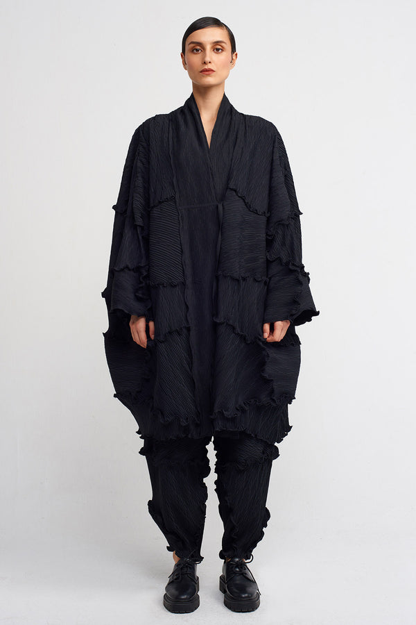 NU Sewing Detailed Pleat Kimono Black