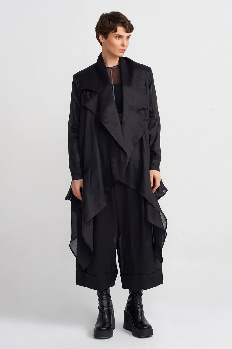 NU Shawl Collar Organza Jacket Black