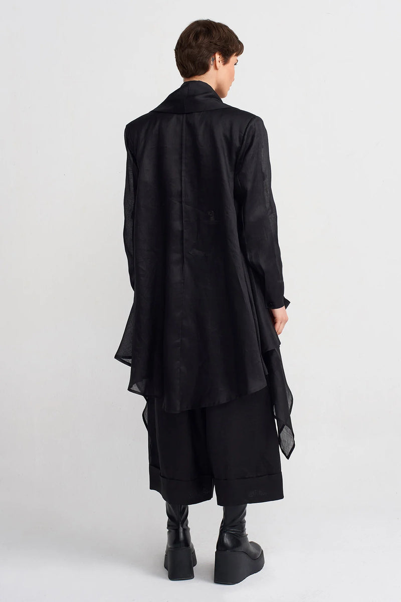 NU Shawl Collar Organza Jacket Black
