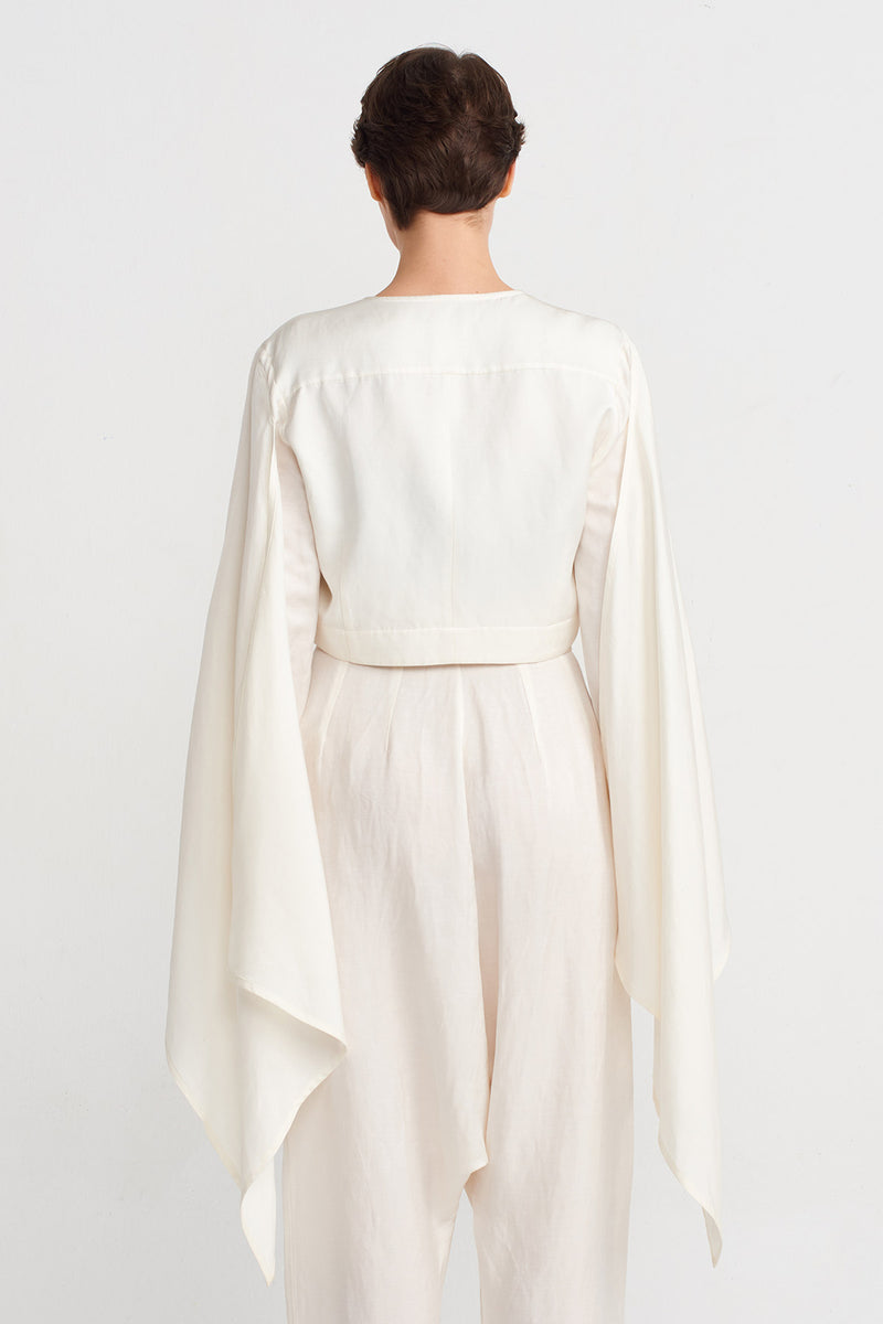 NU Cape Sleeve Crop Jacket Ecru