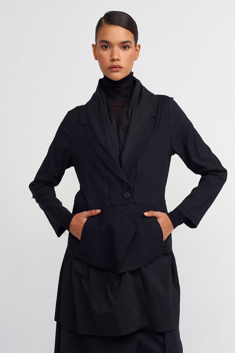 NU Shawl Collar Poplin Jacket Black