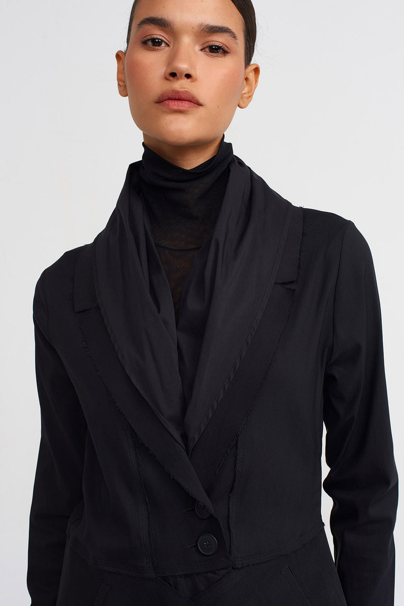 NU Shawl Collar Poplin Jacket Black