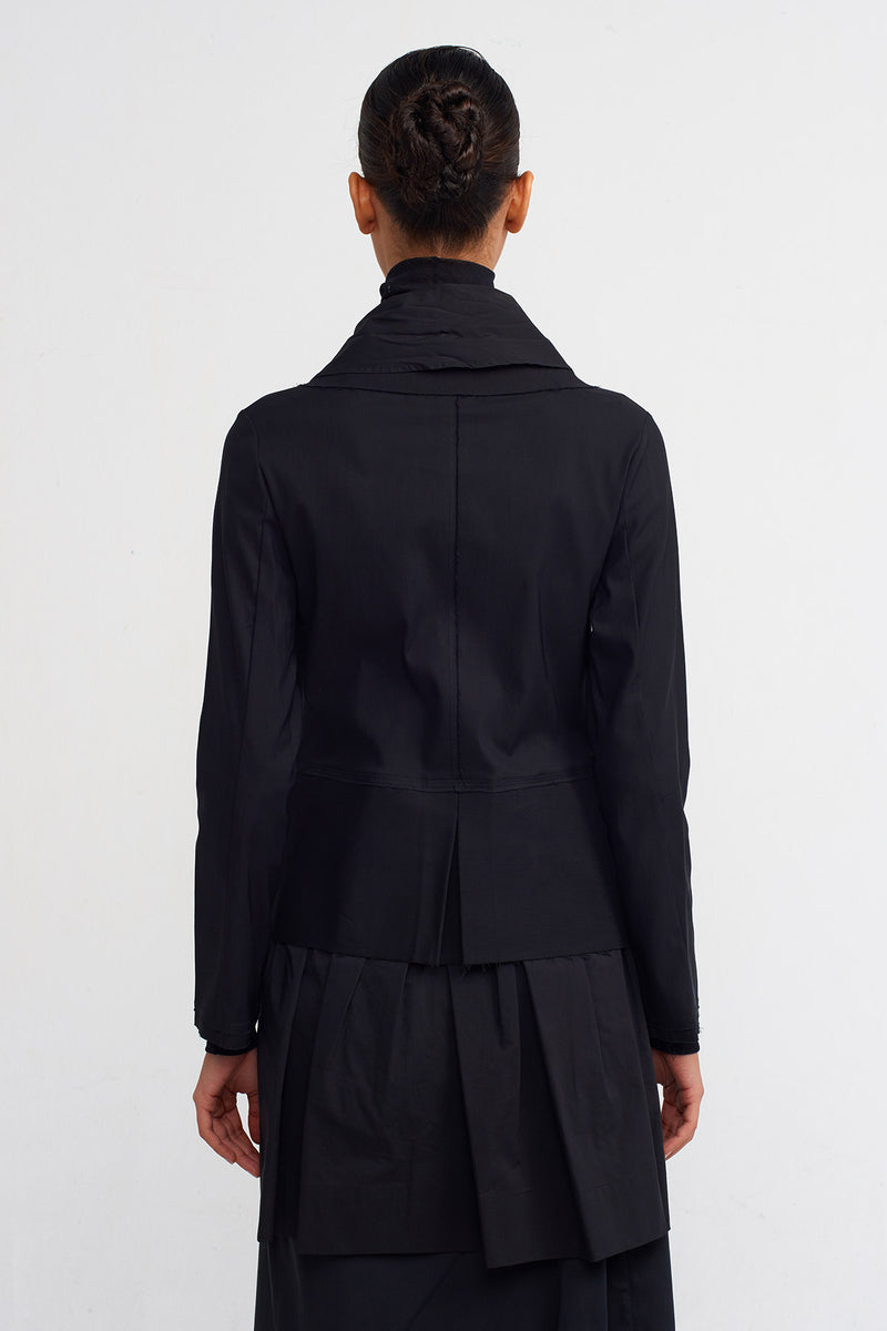 NU Shawl Collar Poplin Jacket Black