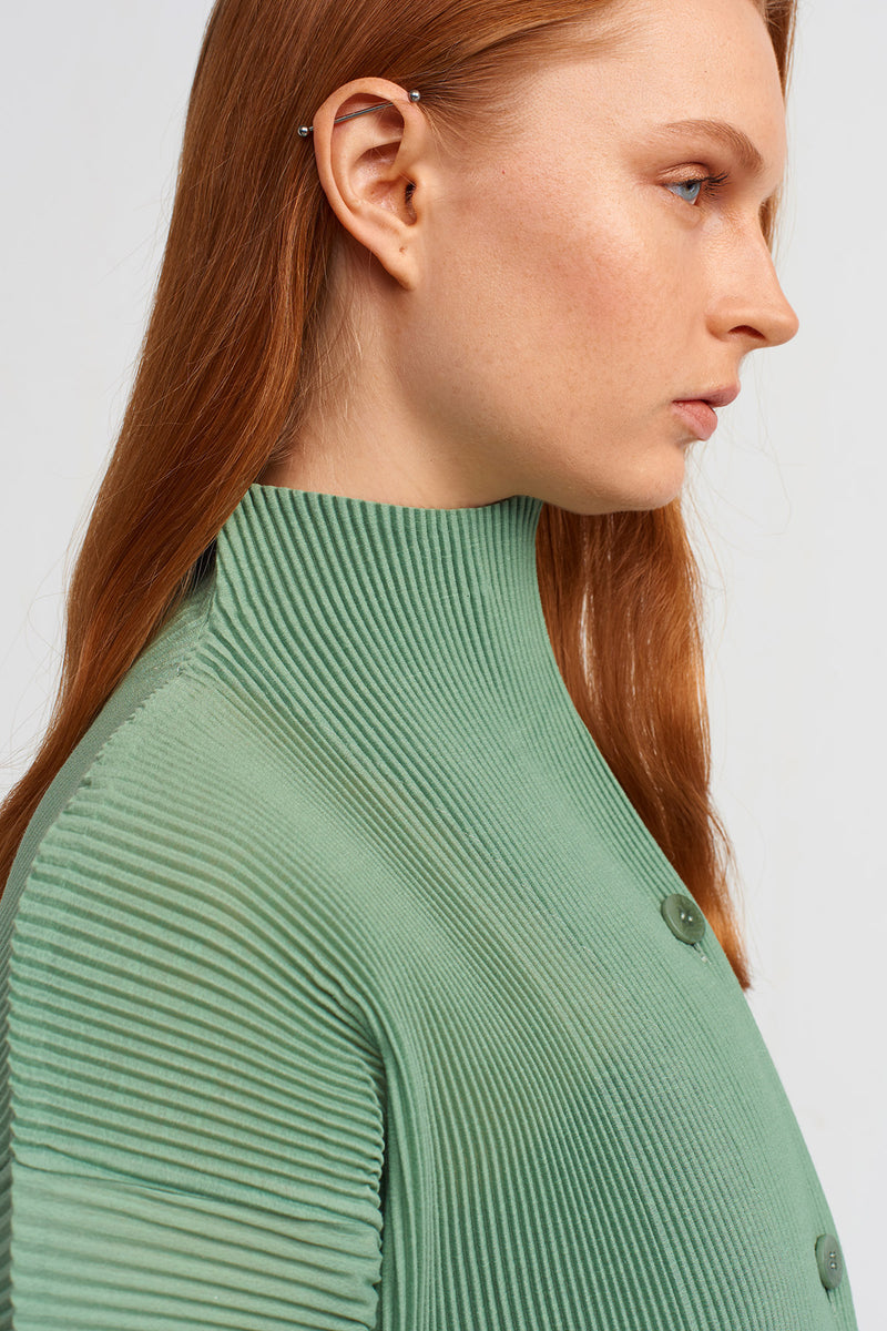 NU Fine Pleated Long Collar Jacket Green