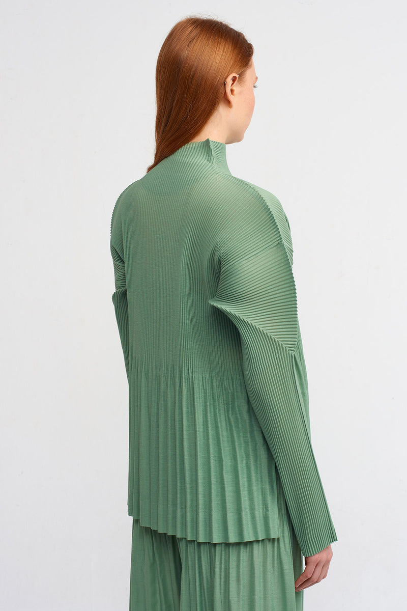 NU Fine Pleated Long Collar Jacket Green