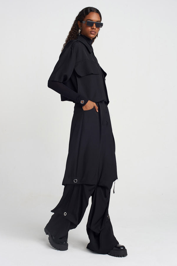 NU Eyelet Detail Crop Shirt Black