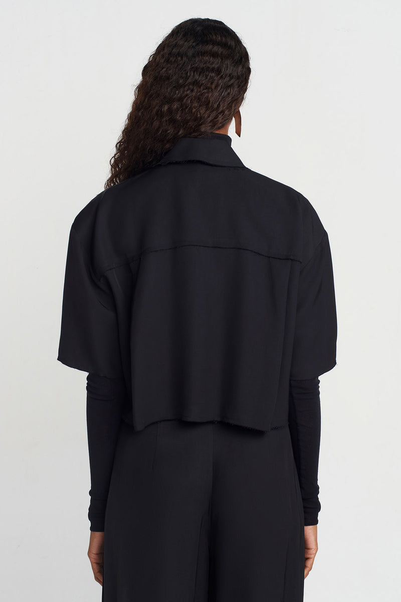 NU Eyelet Detail Crop Shirt Black