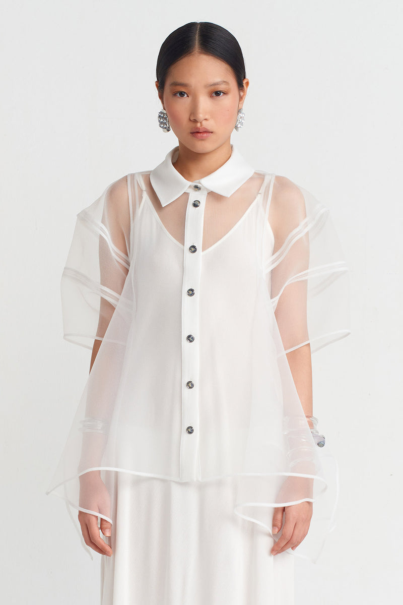 NU Organza Elegant Shirt Off White