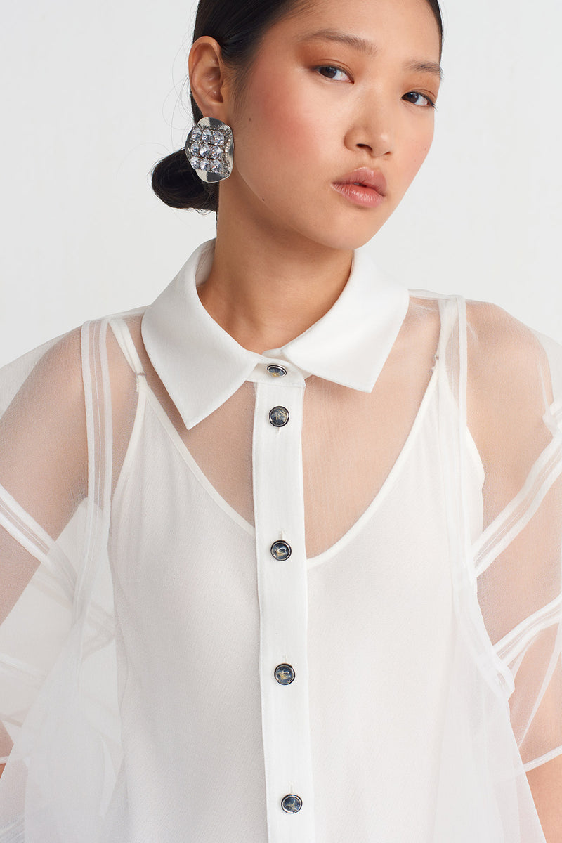 NU Organza Elegant Shirt Off White